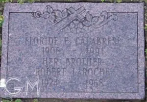 Grave of Flora LaRoche, Gate of Heaven Cemetery, East Providence, Rhode Island.
